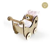 Lullu Dolls: akcesoria dla lalek - drewniany wózek z misiem