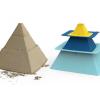 Quut: zestaw 3 foremek do piasku Piramida Pira Vintage Blue + Deep Blue + Mellow Yellow