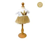 Lullu Dolls: ubranka dla lalek - sukienka Złota ze Złotą Koroną